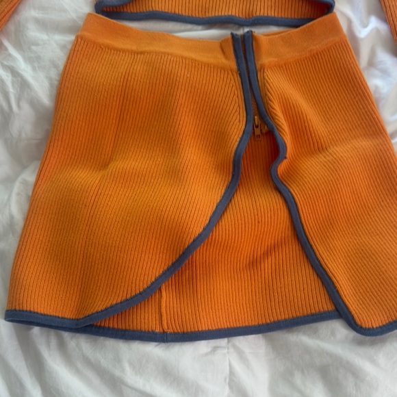 Orange and Gray Ribbed Two-Piece Set - Picture 3 of 7